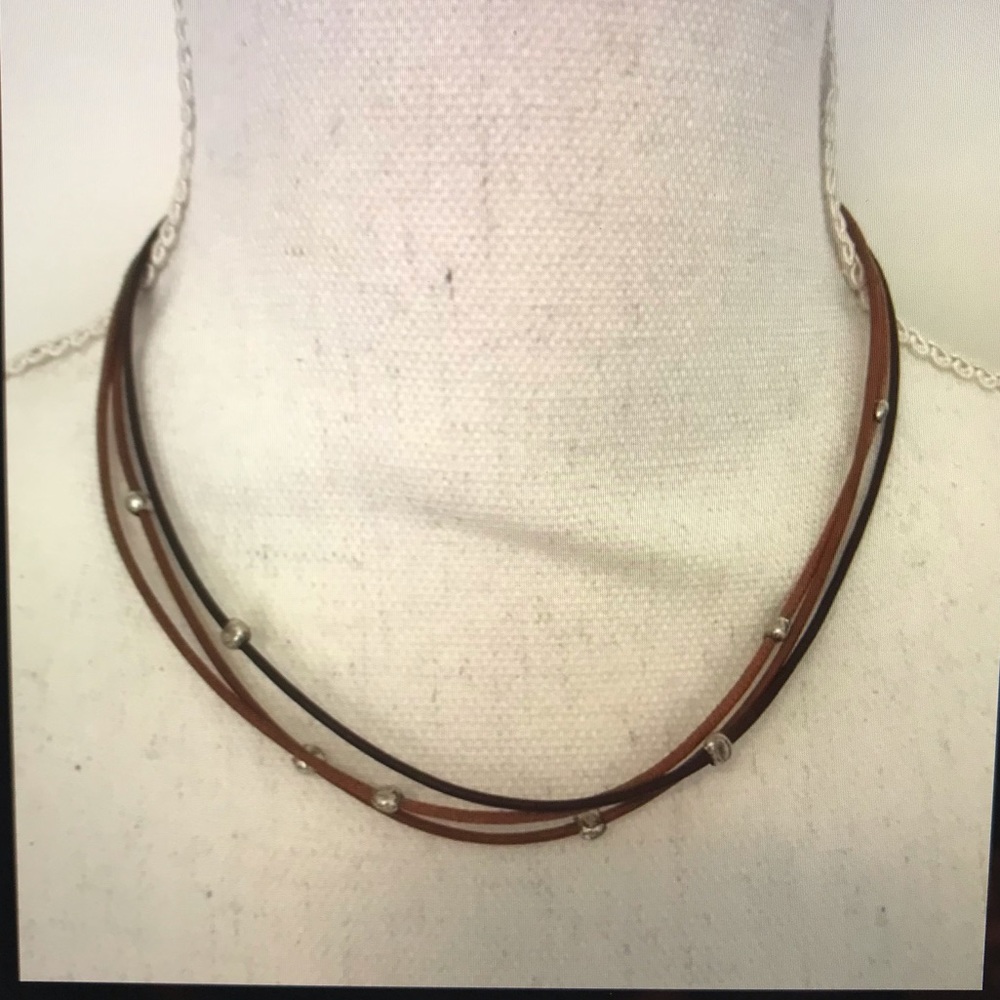Silpada leather and sterling silver necklace